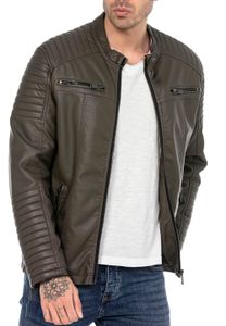 Urban Bikerjacke Steppjacke Kunstleder Khaki M
