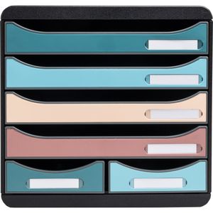 Exacompta 312606D Exacompta, Big Box Maxi, Schubladenbox mit 6 Schubladen, Skandi - Farben sortiert