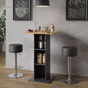 Súprava barového stola Livinity® Rodeo, 70 x 70 cm s 2 barovými stoličkami, antracitový/zlatý dub
