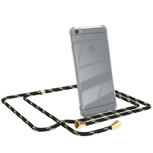EAZY CASE Handykette kompatibel mit Apple iPhone 6 / 6S Kette, Handyhülle mit Umhängeband, Handykordel, Schutzhülle, Kette, Silikonhülle, Silikon Cover, Schwarz / Gold