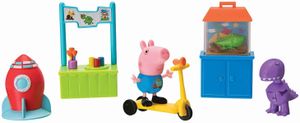 Peppa Pig PEP0492 Peppa Wutz Spielspaß mit Schorsch Spielset mit beweglicher Spielfigur, Abenteuer Set mit Roller, Rakete und Dinosaurier, Original Spielzeug für Kinder ab 2 Jahren