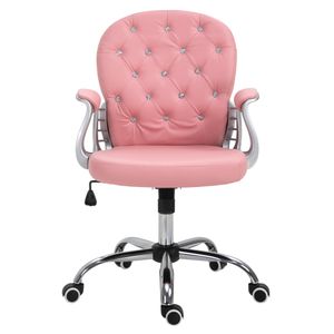 Ergonomická kancelářská židle Vinsetto, manažerská židle, polstrovaný opěrák, růžová, PU, 59,5 x 60,5 95-105 cm