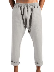 Elastische Leinenhose für Herren  lässige  lockere Joggerhose mit Taschen,Farbe: Grau,Größe:3XL