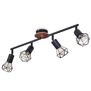 Borio »Borio« 4-flammige Deckenlampe aus Metall/Holz in Schwarz/Braun