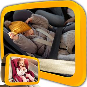 Dětské zrcátko na zadní sedadlo Bezpečnostní zrcátko pro děti Zrcátko do auta 360° otočné zrcátko na zadní sedadlo Bezpečnostní zrcátko na dětskou sedačku Žlutá Retoo