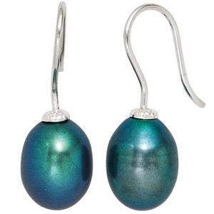 JOBO Ohrhänger 925 Sterling Silber rhodiniert 2 dunkle Süßwasser Perlen Ohrringe JOBO Ohrhänger 925 Sterling Silber rhodiniert 2 dunkle Süßwasser Perlen Ohrringe