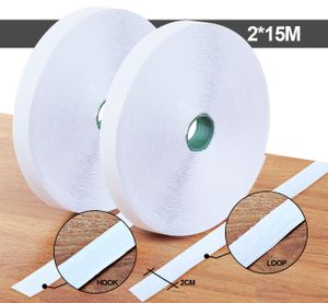 15M Extra Stark, Klettverschluss Selbstklebend mit 20mm Breit Selbstklebendes Klebepad Flauschband und Hakenband für Fliegengitter - (Weiß)