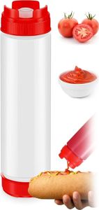 Squeeze Flasche,450ml 16oz Plastik Quetschflasche,BPA Frei,Kein Leck Condiment Flaschen (Rot)