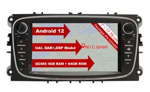 M.I.C. AF7 Android 12 Autoradio mit Navi Qualcomm 665 4G+64G Navigation Ersatz für Ford Focus mk2 Mondeo Cmax Galaxy Smax :SIM DAB BT 5.0 WiFi 2din 7" IPS Panzerglas USB SD mirrorlink zubehör