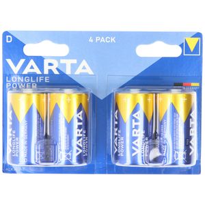 VARTA Batterie Alkaline, Mono, D, LR20, 1.5V, Longlife Power, 4 Stück