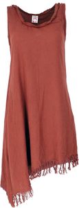 Natürliches Tunikakleid, Asymetrisches Boho Kleid - Rostorange, Damen, Baumwolle, Größe: M