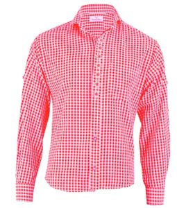 Trachtenhemd Trachten Hemd Herren Edelweissstickerei rot weiss kariert Grösse XL