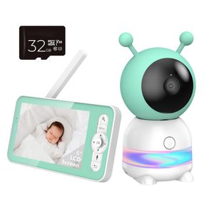 2K Babyphone mit Kamera PTZ 355°, 5“ Baby Monitor mit 4xZoom, Auto-tracking, Weinen-kennung, Loop-Nachtlicht, 32 GB