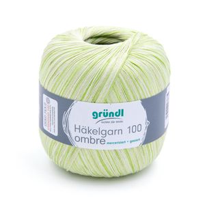 Gründl Häkelgarn ombre Stärke 10, Filethäkelgarn, 100 g, 100 % Baumwolle, Farbverlauf pistazie (06)