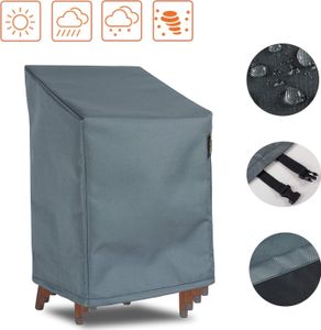 HENTEX Schutzhülle gartenstühle stapelstühle, Wasserdicht, Mit Zugband und Befestigungsclips, bis zu 4 Stühle, Grau, 75x78DxH65/110 cm