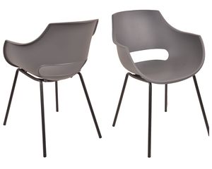SIT Möbel Stuhl 2er-Set | Sitzschale Kunststoff grau | Gestell Metall schwarz | B 51 x T 57,5 x H 85 cm | 02459-21 | Serie SIT&CHAIRS