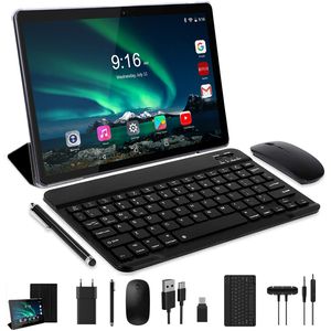 TOSCIDO Tablets 10 Zoll mit Tastatur und Maus, Android 13.0, 19GB+128GB(1TB TF), Octa-Core, 5G WIFI/Bluetooth 5.0, GPS, Type-C/SD, Farbe: Grau