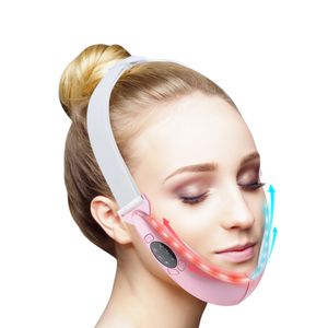 Masážní přístroj pro zvedání obličeje Microcurrent V-Shaped Face Vibrating Massager Reduce Double Chin Face Slimming (Pink)