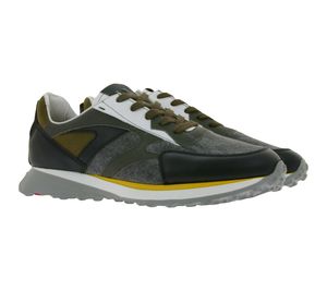 LLOYD Avon Herren Sneaker vegane Schnür-Schuhe mit Lagenlook 12-088-12 Schwarz Grün Gelb, Größe:41