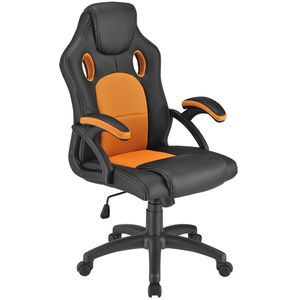 Juskys Racing Schreibtischstuhl Montreal (orange) - Gaming Stuhl ergonomisch, höhenverstellbar & gepolstert, bis 120 kg - Bürostuhl Drehstuhl