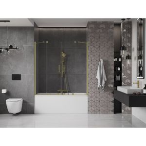 Mexen Velar Duo 2-Flügel-Badewannenwand Regulierbare 150 x 150 cm, transparent, Gold gebürstet - 896-150-000-02-55