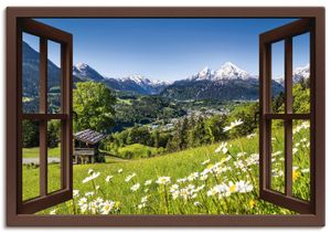 JFL Photography: Fensterblick - Malerische Landschaft in den Bayerischen Alpen, Deutschland, Produkt:Leinwand, Größe (HxB):70x100 cm / Leinwand