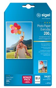 SIGEL IP718 Inkjet Fotopapier Everyday, hochglänzend, 200 g/m², 10x15 cm, 24 Blatt