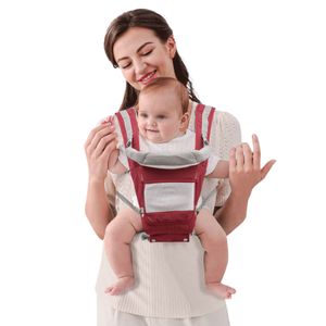 dětské nosítko 6 v 1 od narození ergonomický batoh na břicho (červený) pro 3-15kg kojence a batolata