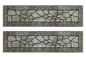 Stufenmatten 2er Set Taupe - Outdoor Gummi - 24 x 90 cm - Treppenschutz Treppenmatte - Mosaik Muster Bunt