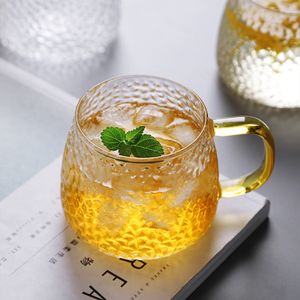 2er 350ml Teeglas set Teetasse Glas mit Henkel Wasserbecher Saftbecher Transparen Borosilikatglas Kaffee-Teebecher