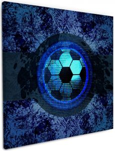 Wallario Premium Leinwandbild Fußball Design - Abstraktes Muster in blau in Größe 50 x 50 cm