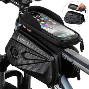 Fahrradrahmentasche mit 3 Taschen,wasserdichte Oberrohrtasche,Lenkertasche,Fahrrad-Handyhalter,Tasche für Handys unter 6,5 Zoll,praktisches MTB-Rennrad-Ebike-Zubehör