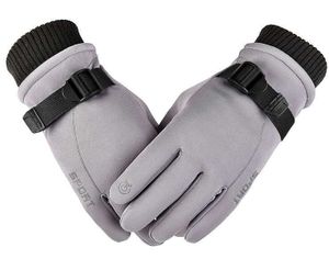 Handschuhe Winter Thermo Fahrradhandschuhe Touchscreen Wasserdicht Warm Unisex Grau M