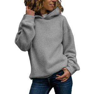 Damen Kapuzenpullover Pullover Hoodie Sweatshirt Warm Langarm Oberteile Winter Einfarbig Hellgrau,Größe:EU XS