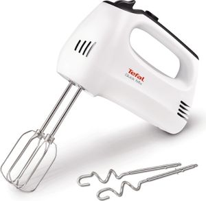 Mixer, Tefal HT310138, Handmixer, 300 W, 5 Geschwindigkeiten + Turbo, 2 Rhrgerte, 2 Knethaken, wei/dunkelgrau