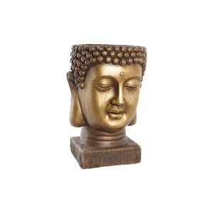 Blumentopf dkd home decor fiber de glass golden oriental buddha (25 x 25 x 36 cm)