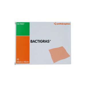 BACTIGRAS Antiseptische Paraffingaze 10 x 10 cm (10 Stk.)