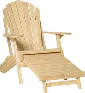 Krzesło ogrodowe Outsunny Adirondack z podnóżkiem składane krzesło balkonowe drewno sosnowe Krzesło ogrodowe Outsunny Adirondack z podnóżkiem składane krzesło balkonowe drewno sosnowe