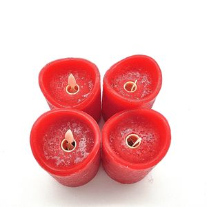 ToCi LED Kerzen Set Rot mit 4 flammenlosen Echtwachs-Kerzen (Ø7,5x10cm) mit beweglicher Flamme und Timer