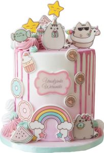 Sweetfanaberia | Dekoracja tortu PUSHEEN 2D - 15 sztuk - Ręcznie robione - Jadalne figurki