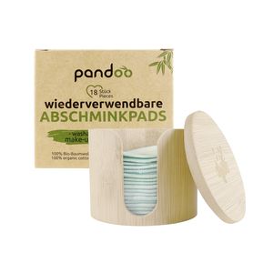 pandoo Abschminkpad Bio-Baumwolle in Aufbewahrungsbox Ø8cm, natur, 19-teilig (1 Set)