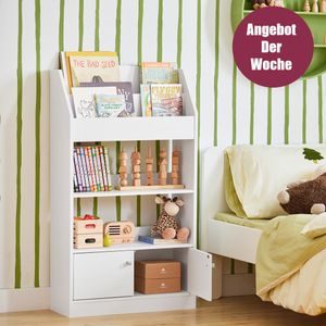 SoBuy Bücherregal kinder Spielzeug aufbewahrung mit 2 Türen weiß KMB11-W