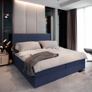 Masseno Boxspringbett PISA 140x200 cm Komplett-Set mit Bonell Matratze und Topper, Polsterbett mit Bettkästen -Blau, TILIA 77