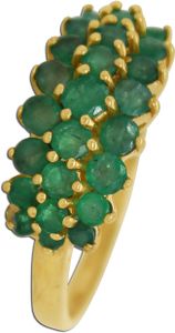 Edelstein Ring Gelbgold 585 14 Karat 25 grün leuchtende Smaragd Edelsteine 18