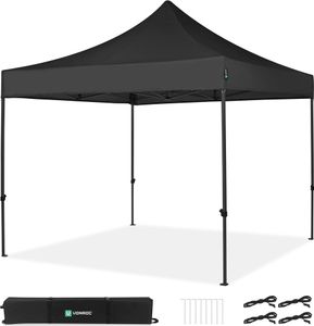 VONROC Pavillon 3x3m wasserdicht stabil - Partyzelt EasyUp System [3Min Aufbau] Popup Faltpavillon modular erweiterbar als Festival Zelt, Gartenpavillon