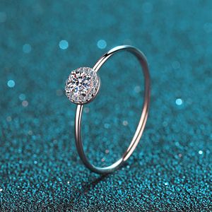 Einzelner Moissanit-Ring, 0,3 ct, S925-Sterlingsilber, Diamant-Ring, schmal, Hochzeit, edler Schmuck, Tropfen