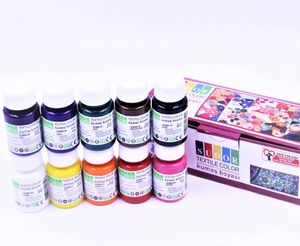 SÜDOR Stoffmalfarben Textilfarben WASCHFEST | Set aus 10 x 25ml (250 ml) stofffarben waschfestben in Fläschchen | waschbeständig bis 40°C | für Stoffmalerei und -druck | Ideal zum TShirt bemalen