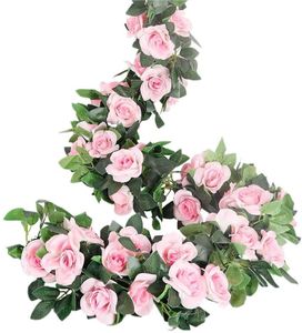 69-Rosen Künstliche Rosen Girlande Hochzeitsfeier-Dekoration 2M Pink Rosen Girlande Blumengirlande Seidenblumen Hängend Kunstblumen