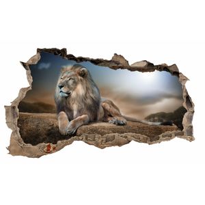 Wandtattoo Mauerloch Löwe Afrika Südafrika Safari Wüste 100x60cm Aufkleber WL31