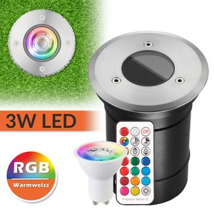 RGB LED Bodeneinbaustrahler Set mit Fernbedienung 12 Farben bunt IP67 Bodeneinbauleuchte Bodenleuchte Bodenlampe
